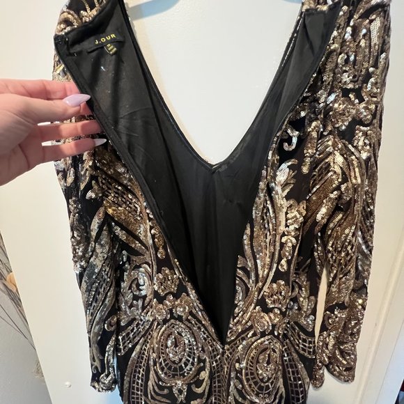 NWOT: J. Our Gold & Black Sequin Dress, Plus Size 1X - Picture 6 of 14